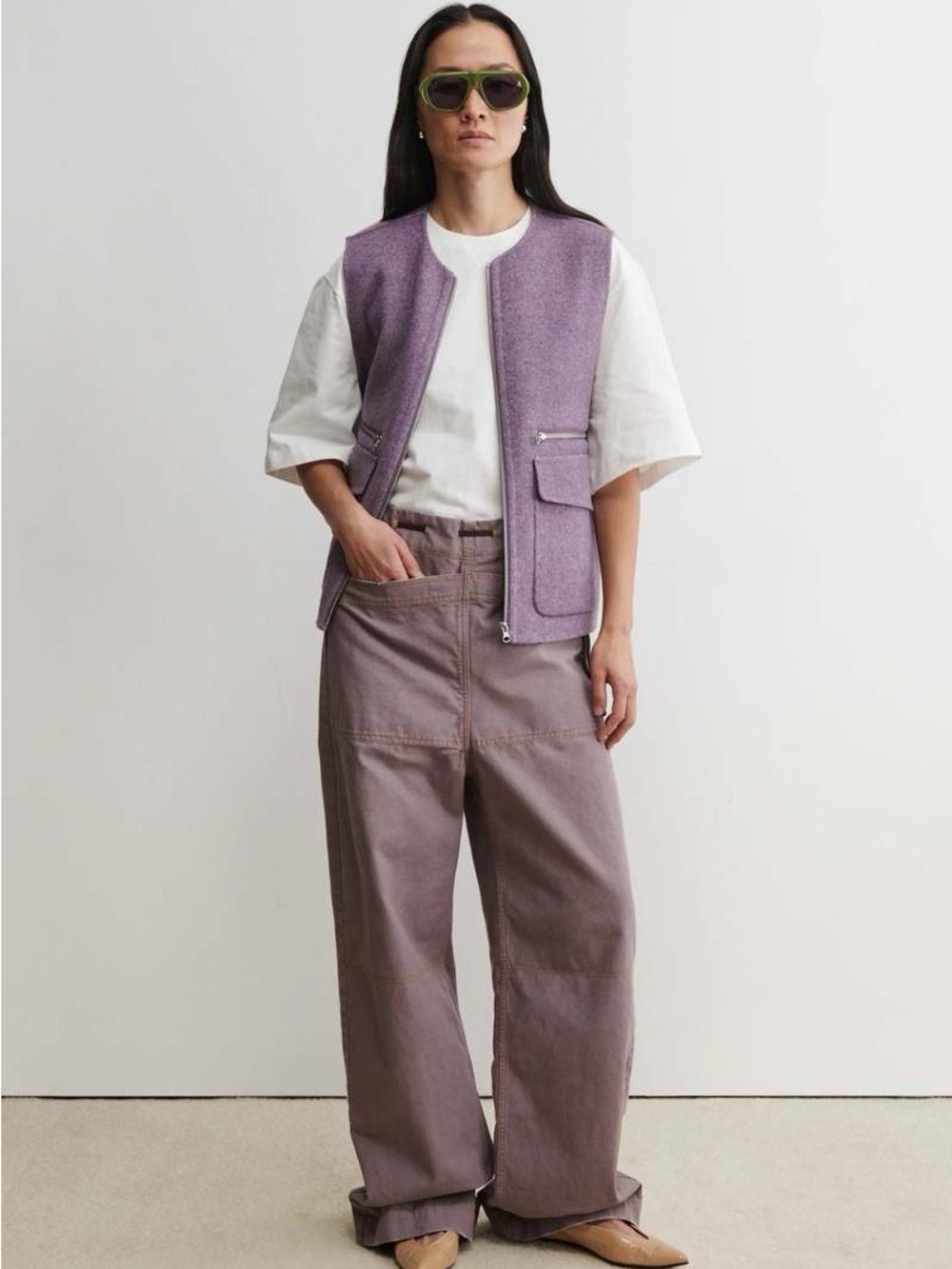 Rachel Comey Wide Leg Pants in Dusty Mauve - Picture 3 of 7